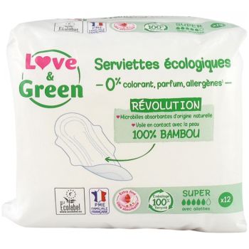 Hypoallergene Super Love & Green Handtücher - Packung mit 12 Handtüchern