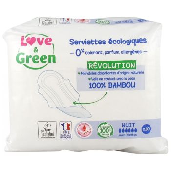 Hypoallergene Nachtservietten Love & Green - Packung mit 10 Servietten