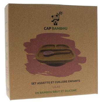 Set f&uuml;r Babynahrung aus Bambus Cap Bambou - Box mit einem Unterteil mit F&auml;chern + L&ouml;ffel