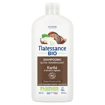 Ultra-nährendes Shampoo mit Sheabutter und Bio-Keratin Natessance - Flasche mit 500 ml