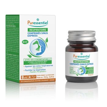 Sinus express mit ätherischen Bio-Ölen von Puressentiel - Packung mit 15 Tabletten