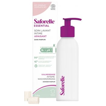 Beruhigendes Intimwaschmittel Startset Saforelle - Box mit einer Flasche + 2 Stäbchen