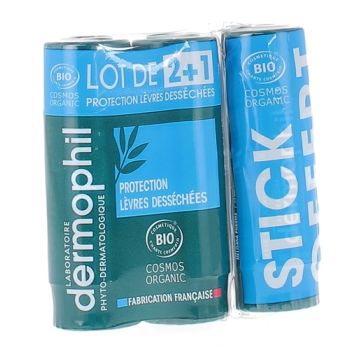 Lippenbalsam zum Schutz vor trockenen Lippen bio Dermophil - 2+1 gratis