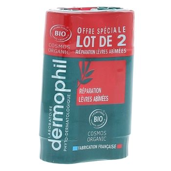 Lippenbalsam Reparatur für geschädigte Lippen bio Dermophil Indien - 2er-Pack mit 4g Stiften