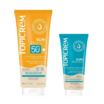 Sun Protect Sonnenmilch feuchtigkeitsspendend SPF50+ Topicrem - Tube mit 200ml + 50ml frische Gelee geschenkt