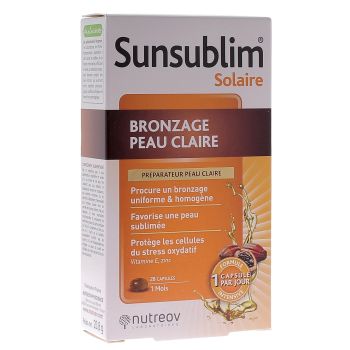 Sunsublim Bräunung helle Haut Nutreov - Packung mit 28 Kapseln