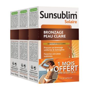 Sunsublim Bräunung helle Haut Nutreov - 3 Schachteln mit 28 Kapseln