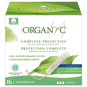 Vollständiger Schutz Organyc Super Tampons mit Applikator - Packung mit 16 Tampons