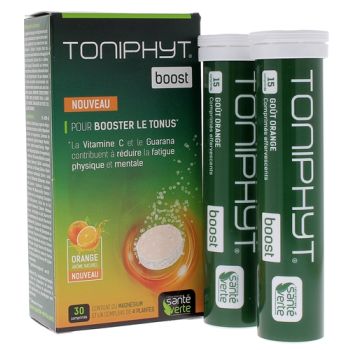 Toniphyt Boost Geschmack Orange Gesundheit Grün - Packung mit 30 Brausetabletten