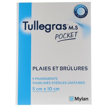 Tullegras M.S Wunden und Verbrennungen pocket 5x10cm Mylan - Packung mit 5 Pflastern