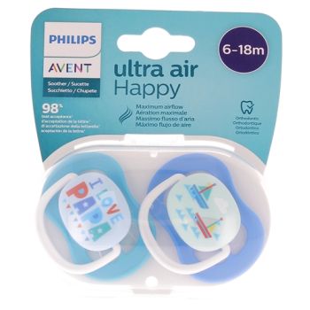 Ultra Air Happy kieferorthopädischer Schnuller 6-18 Monate Philips Avent - 2er Pack Schnuller