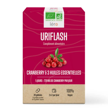 Uriflash Cranberry & 3 ätherische Öle Léro - Packung mit 20 Kapseln