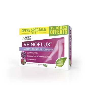 Veinoflux Leichte und tonisierte Beine Arkopharma - Packung mit 60 Kapseln - Sonderangebot 15 Tage geschenkt