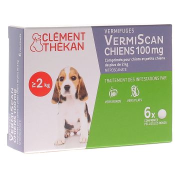 VermiScan Hunde 100 mg Clément thékan - 6 überzogene runde Tabletten