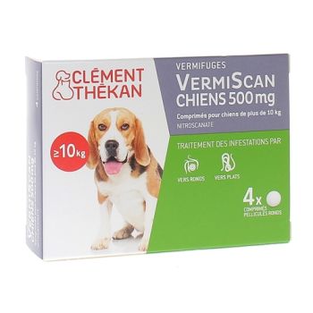 VermiScan Hunde 500 mg Clément thékan - 4 überzogene runde Tabletten