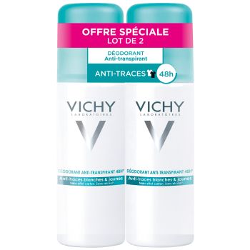 Antitranspirant-Deodorant 48h gegen weiße & gelbe Rückstände Vichy - 2er-Pack mit 125 ml Sprays