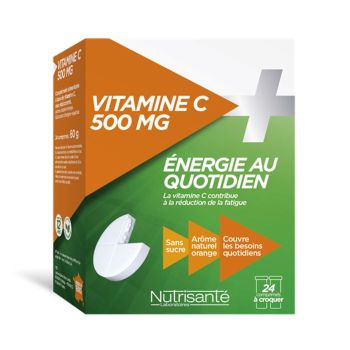 Vitamin C 500 mg Energie für den Alltag Nutrisanté - Packung mit 24 Kautabletten