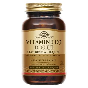 Vitamin D3 1000 UI Solgar - Packung mit 100 Kautabletten