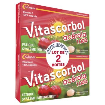 Vitascorbol Acerola 1000 Geschmack rote Früchte - 2er Pack mit 30 Kautabletten