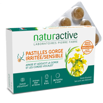 Pastillen für gereizten und empfindlichen Hals Naturactive - Packung mit 24 Pastillen