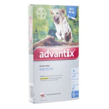Advantix gro&szlig;e Hunde &uuml;ber 25 kg Bayer - Packung mit 6 Pipetten