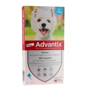 Advantix kleiner Hund von 4 bis 10 kg Bayer - Packung mit 6 Pipetten