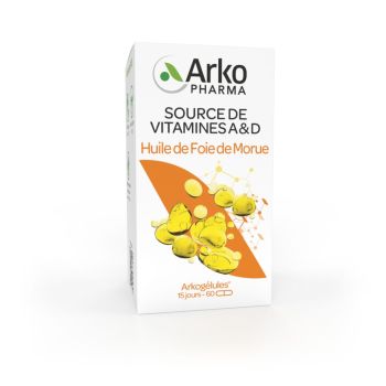 Arkogélules Lebertran Arkopharma - Packung mit 60 Kapseln
