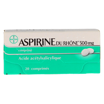 Aspirin des Rhône 500mg Tabletten - Packung mit 20 Tabletten
