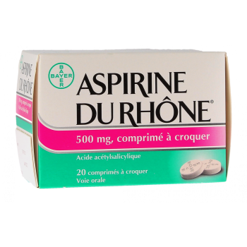 Aspirin aus dem Rhône 500mg Kautabletten - Packung mit 20 Tabletten