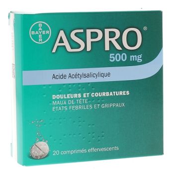 Aspro 500 Brausetabletten - Packung mit 20 Tabletten