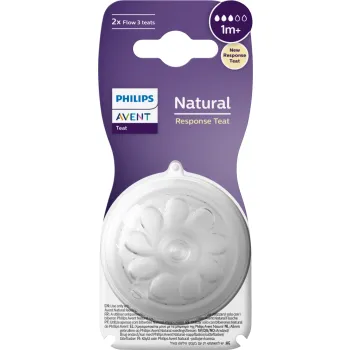 Natural Response Sauger natural 2 Löcher langsamer Fluss 1 Monat + Avent - 2 Sauger
