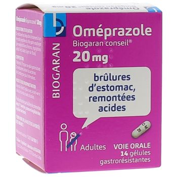 Omeprazol 20mg magensaftresistente Kapseln Biogaran - Packung mit 14 Kapseln