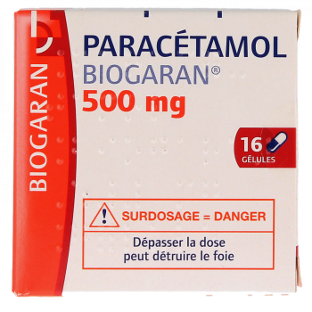 Paracetamol Biogaran 500mg - Packung mit 16 Kapseln