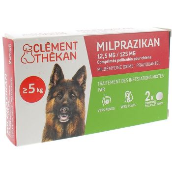 Milprazikan 12,5 mg / 125 mg Filmtabletten für Hunde Clément Thékan - Packung mit 2 Tabletten