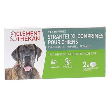 Strantel XL Hunde Wurmtabletten mit Fleischgeschmack Clement Thekan - Packung mit 2 teilbaren Tabletten