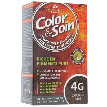 Farbe & Pflege permanente Haarfarbe Goldbraun 4G Les 3 Ch&ecirc;nes - 1 Set