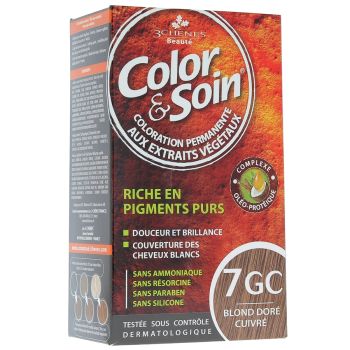 Farbe & Pflege permanente Haarfarbe Goldblond Kupfer 7GC Les 3 Chênes - 1 Set
