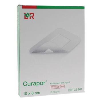 Curapor chirurgisches Klebeband Lohmann & Rauscher - 10 Pflaster von 10 x 8 cm