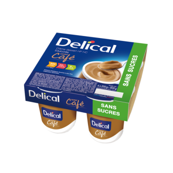 Delical Dessertcreme ohne Zucker Kaffee - 4 Becher à 200g