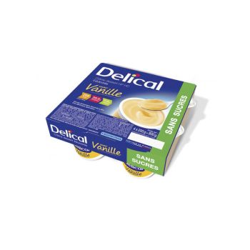 Delical Vanille-Dessertcreme ohne Zucker - 4 Becher à 200g
