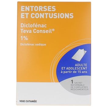 Diclofenac 1% medizinisches Pflaster - Packung mit 5 Pflastern