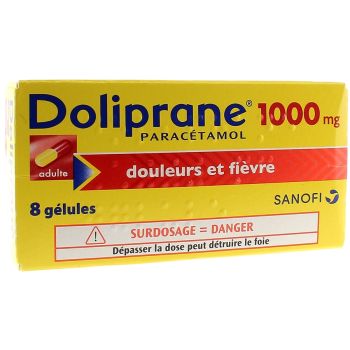 Doliprane 1000mg Kapseln - Packung mit 8 Kapseln