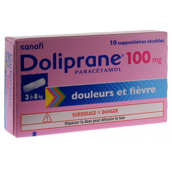 Doliprane 100mg Zäpfchen zum Teilen - Packung mit 10 Zäpfchen
