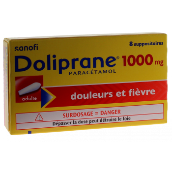 Doliprane 1000mg Zäpfchen - Packung mit 8 Zäpfchen