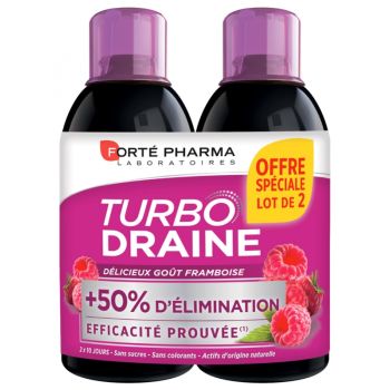 Turbodraine Himbeergeschmack Forté Pharma - 2er-Pack mit 500 ml Flaschen