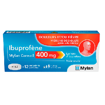 Ibuprofen 400 mg Mylan Filmtabletten - Packung mit 12 Tabletten