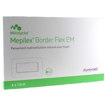 Mepilex Border Flex EM hydrozellulärer Silikonverband extra dünn 6x12cm Mölnlycke - Schachtel mit 10 Verbänden