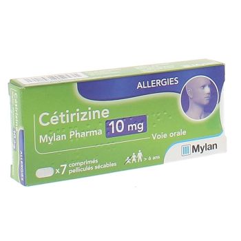 Ceterizin 10 mg Mylan Filmtabletten zum Teilen - Packung mit 7 Tabletten