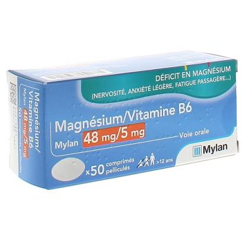 Magnesium Vitamin B6 Mylan 48mg/5mg - 50 filmtabletten