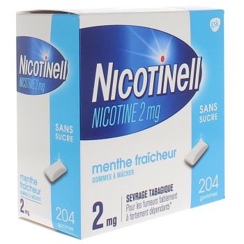 Nicotinell frische Minze 2mg zuckerfreie Kaugummis - Packung mit 204 Kaugummis